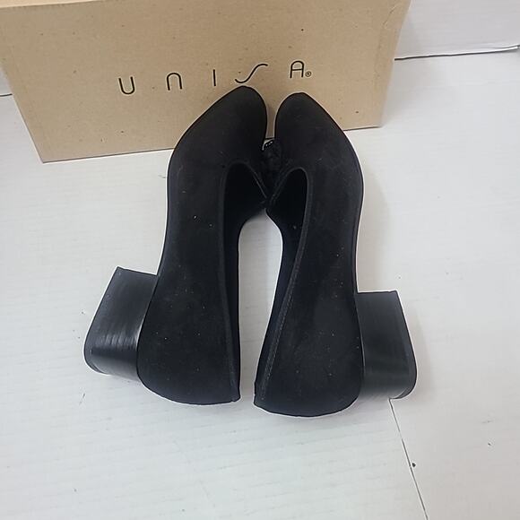 1990's Unisa Suede Black Tassled Loafer Kitten Block Heel Women's Size 6.5 Read - Picture 6 of 8